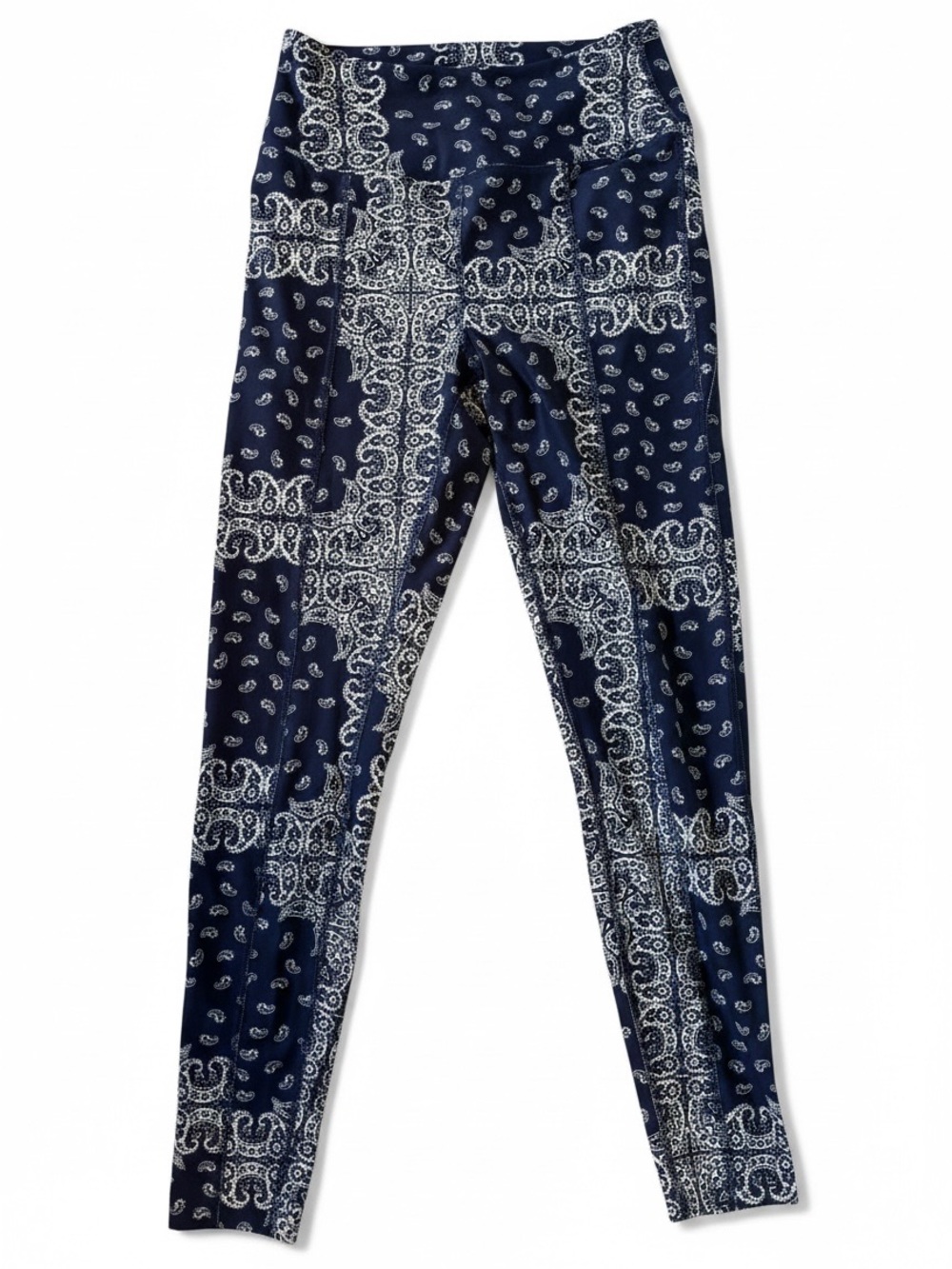 Year of Ours Paisley Bandana Print Leggings Women's Size M Blue White Yoga Pants